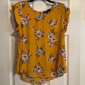 Aliceblue golden yellow floral blouse